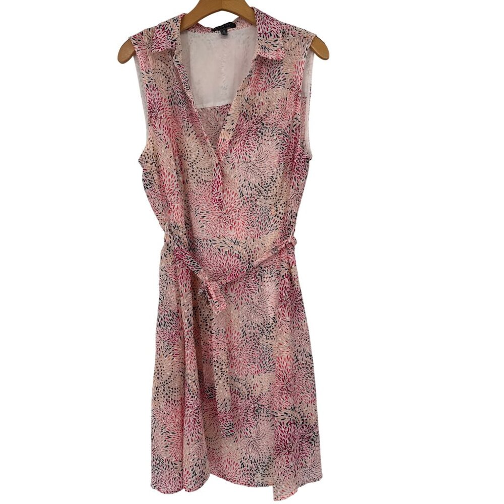 The Limited Womens Sleeveless Belted Dress Size 12 Pink Black Abstract Print